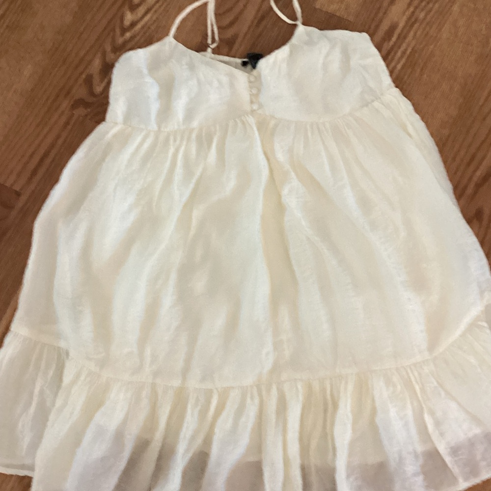 Forever 21 Cream Ruffle-Hem Spaghetti Strap Mini Dress